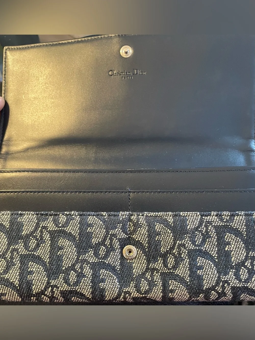 Dior Navy and Beige Signature Monogram Continental Wallet